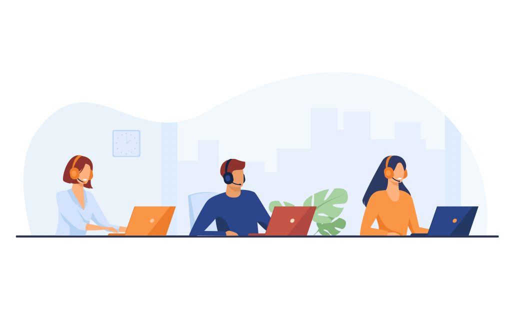 Customer support representatives working in call center GetCallers | In 2022, How will we define exceptional customer service?